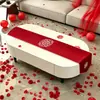 Camino de mesa para boda con caracteres rojos de "feliz", mantel estilo chino para mesa de té, decoración de sala de estar, arreglo de habitación de boda, mantel de compromiso, boda