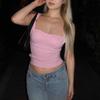 Ropa de mujer estilo europeo y americano, novedad de verano 2024, chaleco pequeño adelgazante con cuello de un solo personaje y cintura ajustada para Spice Girl