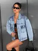 2026 Nuevo Estilo Chaqueta de Mezclilla Moda Callejera Americana Versátil Lentejuelas Uso Diario Chaqueta de Mezclilla para Mujer