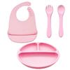 Prato de Jantar Redondo de Silicone Transfronteiriço Conjunto de 4 Peças Prato de Jantar de Silicone Prato Suplemento Alimentar de Silicone Prato de Jantar para Bebê Conjunto Mãe e Bebê