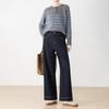 Calça Jeans Reta Cropped de Perna Larga para Mulheres, Novo Estilo 2026, Elástica, Petite, Que Alonga a Altura, Calça Vovó de Cintura Alta