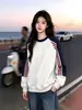Camiseta con Capucha Casual Holgada Retro Popular de Nicho Coreano Cuello Redondo Manga Larga Estilo Primavera y Otoño Moda Unisex