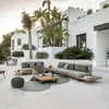 Sofá Exterior Patio Diseñador Gama Alta Impermeable Protector Solar Protector Solar Amanecer Villa Hotel Terraza Muebles de Madera Anticorrosivos Combinación