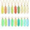 Colgante de columna hexagonal de piedra luminosa de color resaltado joyería europea y americana fluorita luminosa columna de doble punta collar bala al por mayor