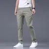 Calças Casuais Masculinas Verão Novo 2025 Novo Genuíno Elástico Moderno Slim Reto Solto Negócios Calças Masculinas