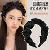 Diadema de copa alta para mujer, diadema roja de internet elegante negra plisada de borde ancho, diadema de moda, pasador para el cabello, tocado sencillo que combina con todo