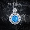 Nuevo juego de colgante de anillo de diamante amarillo de alta calidad color fuego destello fuegos artificiales corte aguamarina púrpura collar de diamantes mujeres