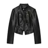 Chaqueta corta de aviador de cuero sintético de moda para mujer, superventas transfronteriza de AliExpress para Europa y América