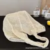 Bolsa de Palha Vazada de Grande Capacidade para Comute de Verão para Mulheres 2025 Nova Bolsa de Praia Tecida Bolsa de Ombro Único para Sobrancelha