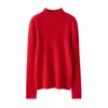 Suéter de Cashmere Feminino 100% Cashmere Puro Nova Moda Casual Gola Alta Meia Gola Pulôver Tricotado Quente Suéter Base