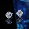 Aretes de Plata Esterlina S925 con Moissanita Micro-Incrustados Brillantes Trébol Clásico de Cuatro Garras Aretes Modernos y Elegantes