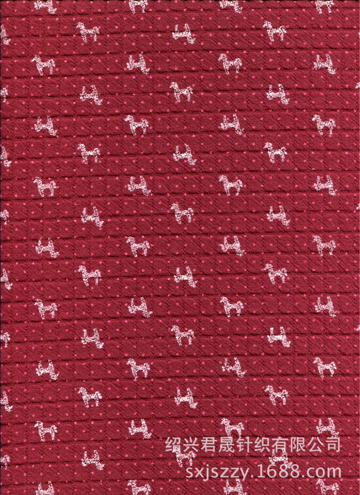 JS-KXM-0018小方格枣红底印梅红点黑马808