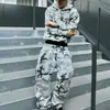Comercio exterior Europeo y Americano AliExpress estampado de camuflaje estilo pareja moda urbana de moda suéter sudadera holgada y pantalones casuales de pierna ancha