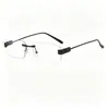 Nuevas Gafas de Sol Rectangulares de Metal sin Marco, Estilo Futurista Minimalista, Adecuadas para el Viaje Diario y Salidas de Vacaciones, Gafas de Sol Elegantes