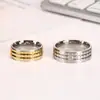 Anillo Geométrico Simple Nuevo Estilo Europeo y Americano 2024 Nicho de Gama Alta Anillo de Tres Filas Oro y Plata Unisex