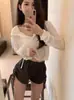 Camiseta Informal con Capucha para Mujer 2025 Moda Coreana Sencilla Versátil Holgada Camiseta de Alta Gama para Mujer