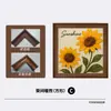 Pintura Decorativa de Girassol Estilo Vintage para Restaurante, Pintura de Armário Quadrado de Entrada de Alta Qualidade, Arte de Parede Floral Retrô Francês para Sala de Estar