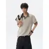 Camiseta para Adolescentes con Mangas Caídas, Camisa Polo para Hombre con Corte Relajado, Bordes Enrollados y Bloques de Color para Verano