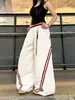 Pantalones Casuales Rayados Bloque de Color Estilo Retro Americano Unisex 2026 Nuevos Holgados de Pierna Ancha Deportivos Tendencia