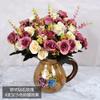 Fabricante Mayorista de Flores Artificiales Dropshipping Mesa Flor de Boda 12 Ramos de Rosas Estilo Europeo Rosas Diamante