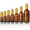 Botella Dispensadora de Aceite Esencial de 50 ml, Frasco de Vidrio para Sérum de 10 ml, Botella Redonda Amber de 30 ml con Protector de Luz y Gotero Graduado