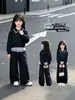 Conjunto Casual de Otoño para Niñas 2026 Nuevo Moda Dos Piezas con Sudadera de Cuello de Encaje para Niños Mayores