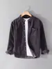 Chaqueta Camisa de Pana de Color Sólido de Manga Larga para Hombre Otoño y Primavera, Top Holgado, Ropa Exterior Retro de Pana para Hombre