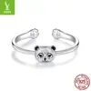 Anillo Abierto de Panda Lindo Original Yinziyun Juguetón e Inteligente Plata de Ley S925 Anillo de Animal Joyería para Manos Venta al por Mayor