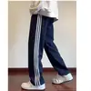 Pantalones deportivos de tres rayas, pantalones casuales de primavera, otoño, verano, pantalones unisex holgados de pierna recta, pantalones harén para jóvenes estudiantes