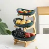 Criativa Bandeja de Frutas Verde Peacock Estilo Nórdico, Camada Dupla, Três Camadas, Bandeja de Frutas Secas, Suporte de Madeira de Bambu, Prato Doméstico, Prato de Sushi, Venda Direta do Fabricante