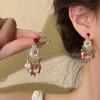 Brincos Longos de Borla de Cristal Estilo Étnico Retrô para Mulheres, Brincos Exagerados e Elegantes para Mulheres, Brincos de Design de Moda de Luxo Acessível