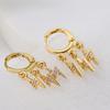 Aogu Europeo y Americano Ins Trendyy Aretes de Rayo para Mujer Cobre Chapado en Oro de 18K Zircón Nicho Aretes Personalizados Producto Nuevo Transfronterizo
