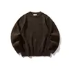 Rumen Meng Suéter Masculino Retrô Japonês Simples Básico Gola Redonda Outono Solto Moda Casal Trabalho Esporte Malha