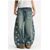 Jeans Retro Americanos con Abertura Lateral Estampado de Estrellas Scimitar Cleanfit Otoño para Mujer Ropa de Calle Pantalones Sueltos