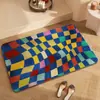 Alfombrilla Creativa de Baño Dopamina Absorbente Secado Rápido Tablero de Ajedrez Barro de Diatomeas Alfombrilla Suave Entrada de Baño Alfombra Antideslizante