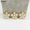 Wt-Jp415 Brincos Pingente Exclusivos com Design de Pétalas Personalizado Pérola de Concha Branca Banhado a Ouro 18K Inlaid Acessórios