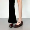 Zapatos Mary Jane Retro Franceses para Mujer 2026 Otoño Nuevos Zapatos de Tacón Grueso con Punta Cuadrada Color Claro Temperamento para el Trabajo Zapatos de Tacón Medio-Alto