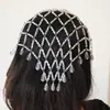 Faixa de Cabeça com Pingente de Gota de Cristal para Novo Produto Transfronteiriço Acessórios de Cabelo Malha Europeia e Americana para Noivas Casamento Corrente de Cabelo
