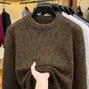 Suéter de tricô pesado estilo coreano, gola redonda, 760 gramas, novo de 2026, top retrô americano de alta elasticidade, anti-pilling