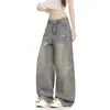 Jeans Vintage con Estampado de Estrellas para Mujer Primavera y Otoño 2026, Pantalones de Pierna Ancha con Diseño Desestructurado, Pantalones Versátiles de Nicho Estilo Americano