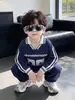 Conjunto de Sudadera para Niños Primavera y Otoño, Conjunto Deportivo Elegante de Dos Piezas para Niños Estilo Coreano, Ropa Fresca para Niños Pequeños, Comercio Exterior