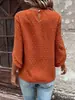 Top Retro Naranja con Lunares Europeos y Americanos para Mujer, Cuello Redondo, Mangas Tres Cuartos, Corte Holgado, Adelgazante, Ropa de Mujer Transfronteriza, Camisa de Oficina al por Mayor