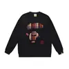 Marca moderna de estilo japonês com estampa de desenho animado de cabeça de macaco, nova blusa de moletom casual de gola redonda em terry de corte solto para homens e mulheres, adequada para adolescentes no outono e inverno