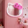 Espejo LED de Dibujos Animados Luz de Neón Espejo de Maquillaje Emisor de Luz Decoración Regalo para Niña Espejo de Corazón Luz de Ambiente Luz de Relleno