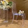 Fábrica de Foshan al por mayor silla acrílica transparente para hotel y boda taburete de cristal transparente silla de respaldo alto para salón de banquetes de hotel