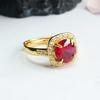 Anillo de Rubí Cultivado Guan Yu Anillo de Corindón Rojo Joyería Femenina Fábrica Venta al por Mayor y Entrega S4032702