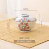 Cuenco de Cerámica Estilo Japonés para Postre con Color Bajo Esmalte, Estilo Vintage, con Tapa, Cuenco para Sopa, Huevo al Vapor, Hongo Blanco, Olla para Estofado de Nido de Pájaro