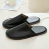Chinelos de Couro Dobráveis para Uso Externo Verão Feminino de Alta Qualidade Salão de Beleza Rasteirinhas Sandálias Meio Chinelo com Biqueira de Couro PU para Mulheres