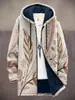2025 Cardigan Casual con Cremallera y Capucha para Hombre con Patrón Multicolor de Algodón Chaqueta con Forro Gris DIY