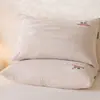 Fundas de Almohada Bordadas de Algodón Lavado Calidad Clase A, un Par, 48X74, Funda Sencilla de Algodón Puro para Relleno de Almohada de Adulto